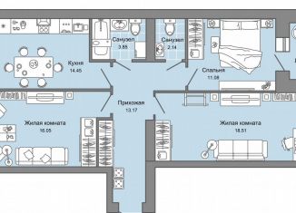 Продаю 3-ком. квартиру, 80 м2, Ульяновск, проспект Зырина, 13, ЖК Дивный Сад