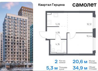 Продается 2-ком. квартира, 34.9 м2, Москва, жилой комплекс Квартал Герцена, к2, метро Зябликово