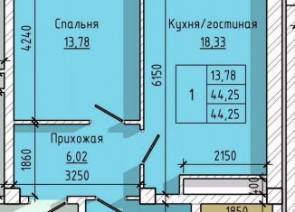 Продам 1-комнатную квартиру, 44.3 м2, Нальчик, улица Киримова, 138А, район Аэропорт