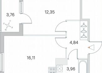 Продам однокомнатную квартиру, 40.8 м2, посёлок Стрельна, ЖК Любоград