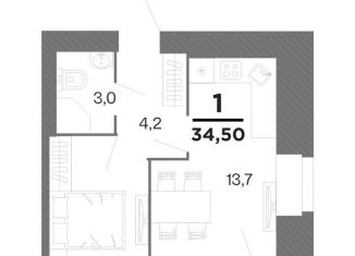 Продажа 1-комнатной квартиры, 32.8 м2, Рязань