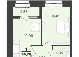 Продам 1-ком. квартиру, 33.5 м2, Рязань, Московский район, Семчинская улица, 8