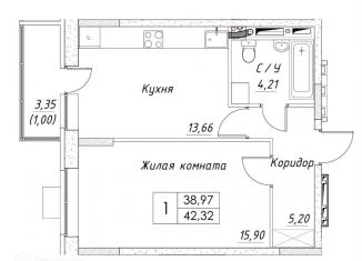 Продаю однокомнатную квартиру, 40 м2, Дмитров