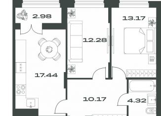 Продается 2-комнатная квартира, 60.4 м2, Тула