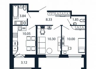 Продажа 2-комнатной квартиры, 45.9 м2, городской посёлок Новоселье