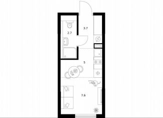 Продаю квартиру студию, 19 м2, Москва, жилой комплекс Москворечье, 1.3, район Москворечье-Сабурово