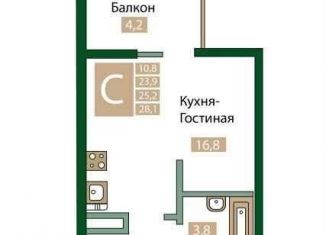 Продажа 2-комнатной квартиры, 25.2 м2, посёлок городского типа Молодёжное