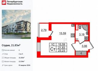 Продаю квартиру студию, 21.8 м2, Санкт-Петербург, муниципальный округ Пулковский Меридиан