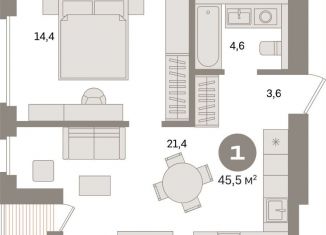 Продается однокомнатная квартира, 45.5 м2, Санкт-Петербург, метро Зенит