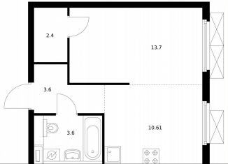 Продажа 1-комнатной квартиры, 33.9 м2, Москва, Южнопортовый район