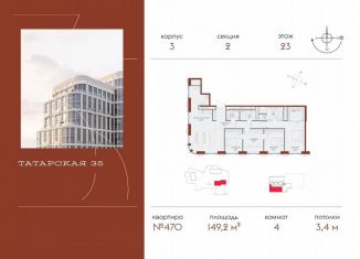 4-ком. квартира на продажу, 149.2 м2, Москва, Большая Татарская улица, 35с4