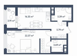 Продажа 1-ком. квартиры, 55.6 м2, Санкт-Петербург, метро Фрунзенская