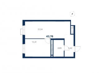 Продается однокомнатная квартира, 43.8 м2, Екатеринбург, Чкаловский район