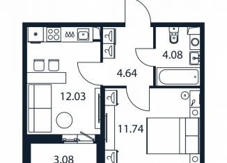 Продам 1-ком. квартиру, 34 м2, Мурино