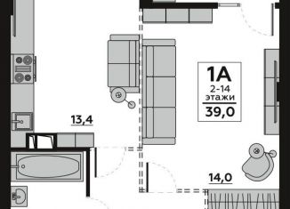 Продается 1-комнатная квартира, 39 м2, Волгоградская область