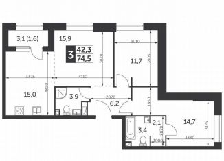 Продам 2-комнатную квартиру, 74.5 м2, Москва, улица Вильгельма Пика, 1