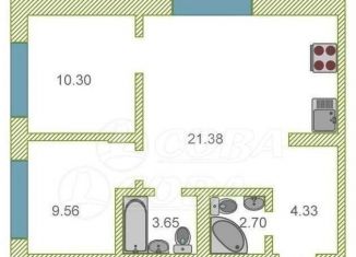 2-комнатная квартира на продажу, 50.8 м2, Тюмень, ЖК Скандиа Квартал у Озера, Стройотрядовская улица, 6