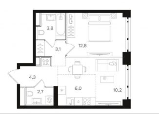 Продаю однокомнатную квартиру, 42.9 м2, Москва