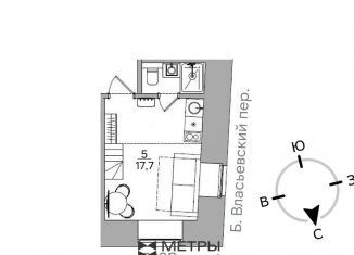 Продам квартиру студию, 17.7 м2, Москва, Пречистенский переулок, 22/4, метро Смоленская