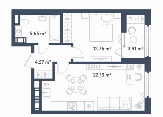 Продается 1-комнатная квартира, 47.1 м2, Санкт-Петербург, метро Фрунзенская