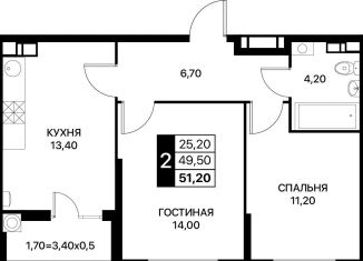 Продам 2-комнатную квартиру, 51.2 м2, Ростов-на-Дону