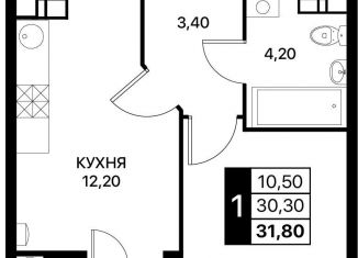 Продаю 1-комнатную квартиру, 31.8 м2, Ростов-на-Дону