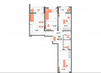 Трехкомнатная квартира на продажу, 82.3 м2, поселок городского типа Заозерное, улица Аллея Дружбы, 2Д