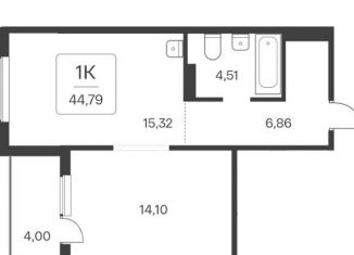 Продается 1-ком. квартира, 44.8 м2, посёлок Озёрный