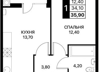 Продается 1-комнатная квартира, 35.9 м2, Ростов-на-Дону