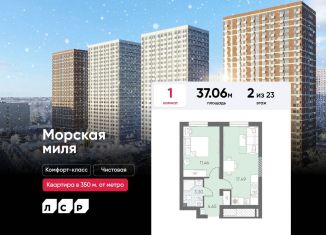 Продам однокомнатную квартиру, 37.1 м2, Санкт-Петербург, метро Автово