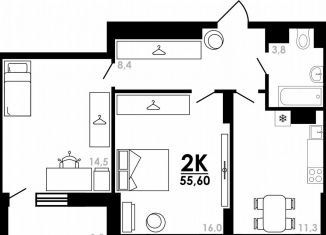 Продаю 2-комнатную квартиру, 55.6 м2, Нижегородская область