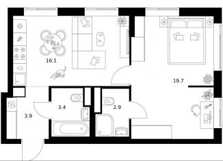 Продажа 1-комнатной квартиры, 46 м2, Москва