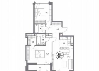 Продажа 2-комнатной квартиры, 87.4 м2, Москва, Шлюзовая набережная, 2/1с1