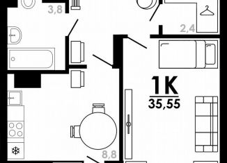 1-ком. квартира на продажу, 35.6 м2, Нижний Новгород, метро Парк Культуры