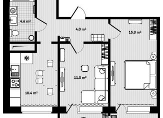 Продается 2-комнатная квартира, 52.8 м2, посёлок Тавричанка