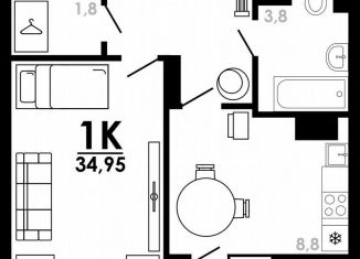 Продаю 1-комнатную квартиру, 35 м2, Нижний Новгород, метро Парк Культуры