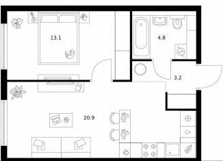 Продам 1-комнатную квартиру, 42 м2, Москва, САО, Кронштадтский бульвар, 11