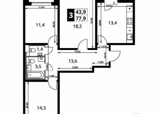 Продажа 3-ком. квартиры, 77.9 м2, Видное, улица Фруктовые Сады, 1к3