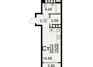 Продается квартира студия, 26.8 м2, Рязань