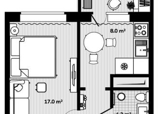 Продается 1-комнатная квартира, 34.8 м2, посёлок Тавричанка