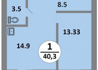 Продаю 1-комнатную квартиру, 40.2 м2, Красноярск, Соколовская улица, 52, ЖК Снегири