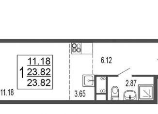 Квартира на продажу студия, 23.8 м2, Лыткарино, 6-й микрорайон, 15Д, ЖК Гармония Парк