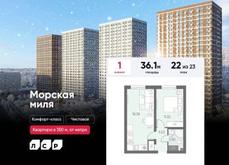 Продам 1-комнатную квартиру, 36.1 м2, Санкт-Петербург, метро Проспект Ветеранов