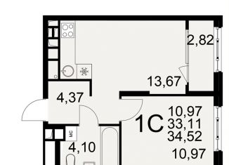 Продам 1-комнатную квартиру, 34.5 м2, Рязань, Московский район