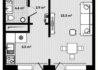 1-ком. квартира на продажу, 33.3 м2, посёлок Тавричанка