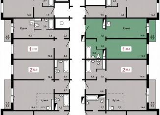 Продается 1-ком. квартира, 42 м2, Красноярск, жилой квартал Домино, 2, Свердловский район