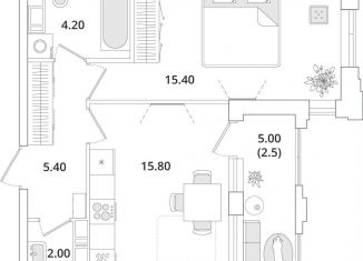 Продажа 1-ком. квартиры, 45.3 м2, Санкт-Петербург, Планерная улица, 99, Приморский район