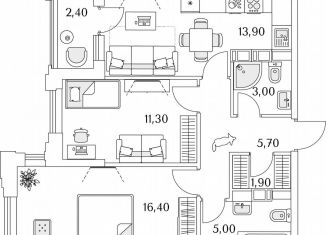 2-комнатная квартира на продажу, 33.2 м2, Санкт-Петербург, Планерная улица, 99, Приморский район