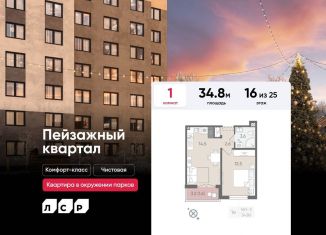 Продается однокомнатная квартира, 34.8 м2, Санкт-Петербург, метро Академическая